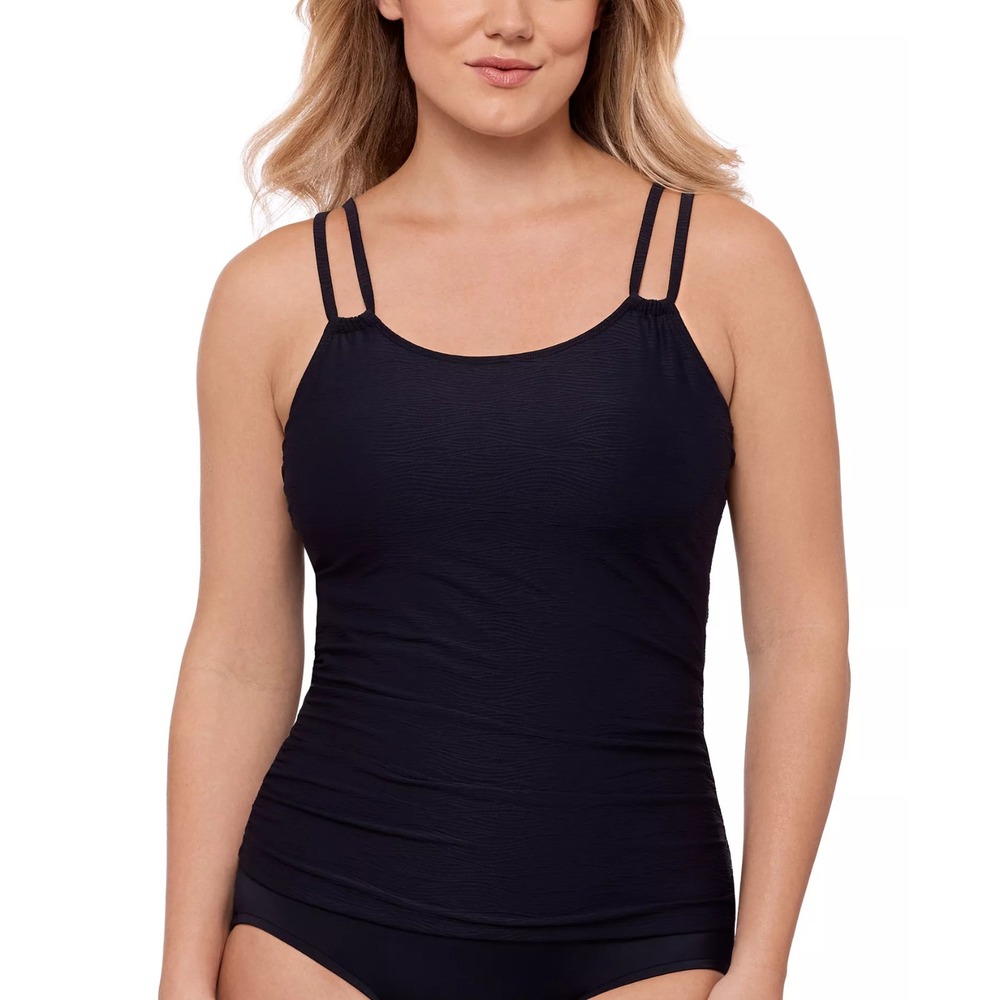 Swim Solutions‎ Womens Size 8 Making Waves Tunnel Tankini Top in Black $58 1477
